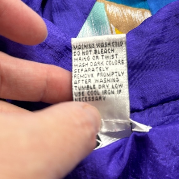 Bocoo Vintage 80’s Purple Patchwork Nylon Zip Up Windbreaker Jacket Coat - Picture 9 of 10